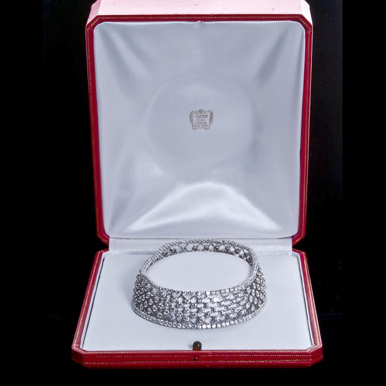 CARTIER Diamant-Choker-Halskette mit Gitter im Zustand „Hervorragend“ in Lakewood, NJ