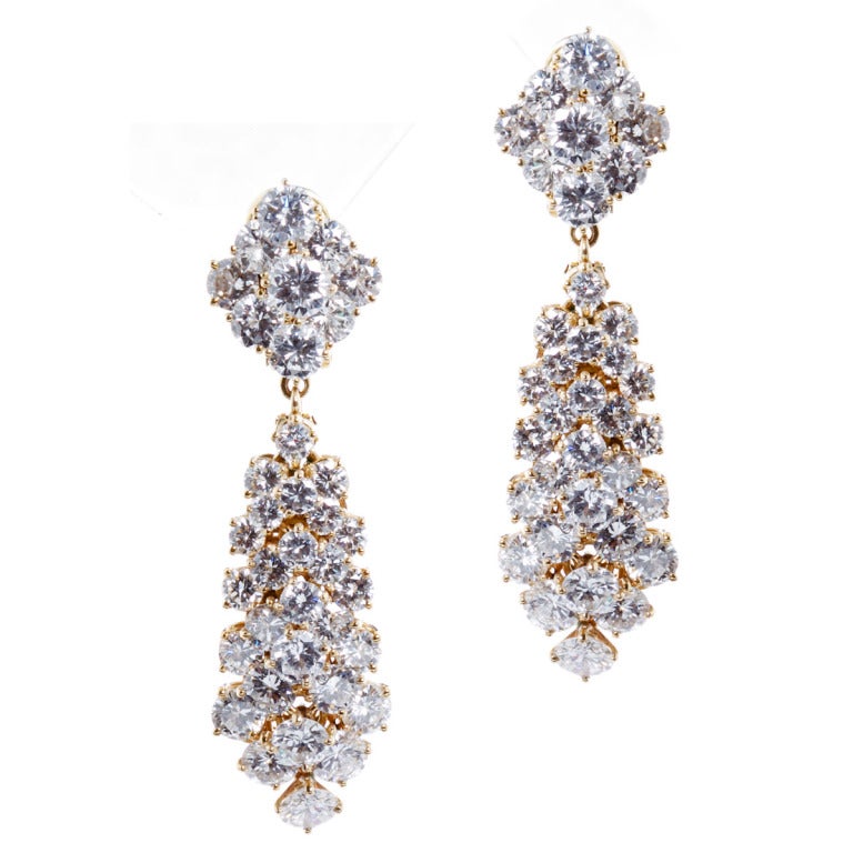 PAIR of diamond in 18k yellow gold earrings by Van Cleef & Arpels. 2