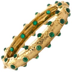 DAVID WEBB Gold & Cabochon Emerald Bangle