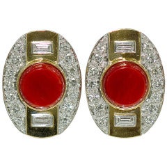 David Webb Coral Diamond Earclips 9
