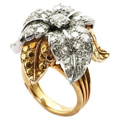 Diamond gold Acanthus Flower Ring