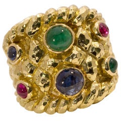 DAVID WEBB Gold & Cabochon Gems Ring
