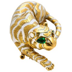 Retro DAVID WEBB Crouching Tiger Brooch