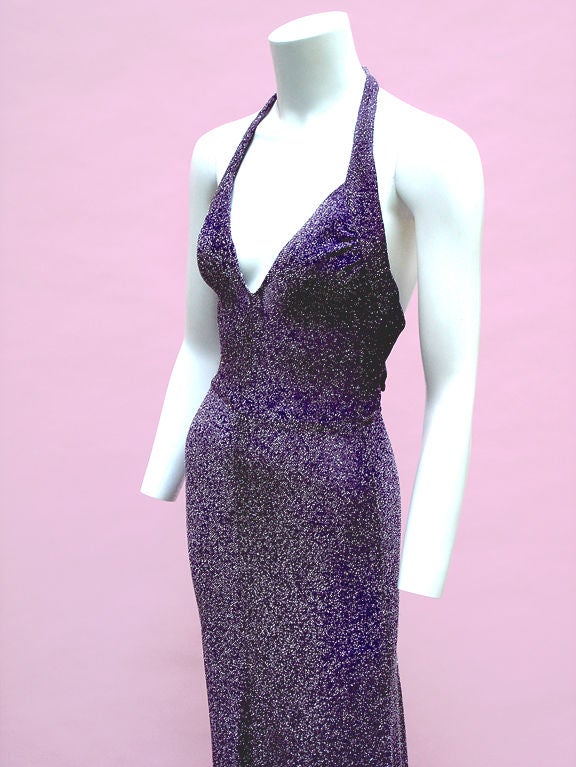 Purple EARLY 70S RADLEY OF LONDON LUREX GOWN