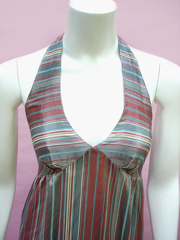 70s Sharon's World Striped Halter Maxi