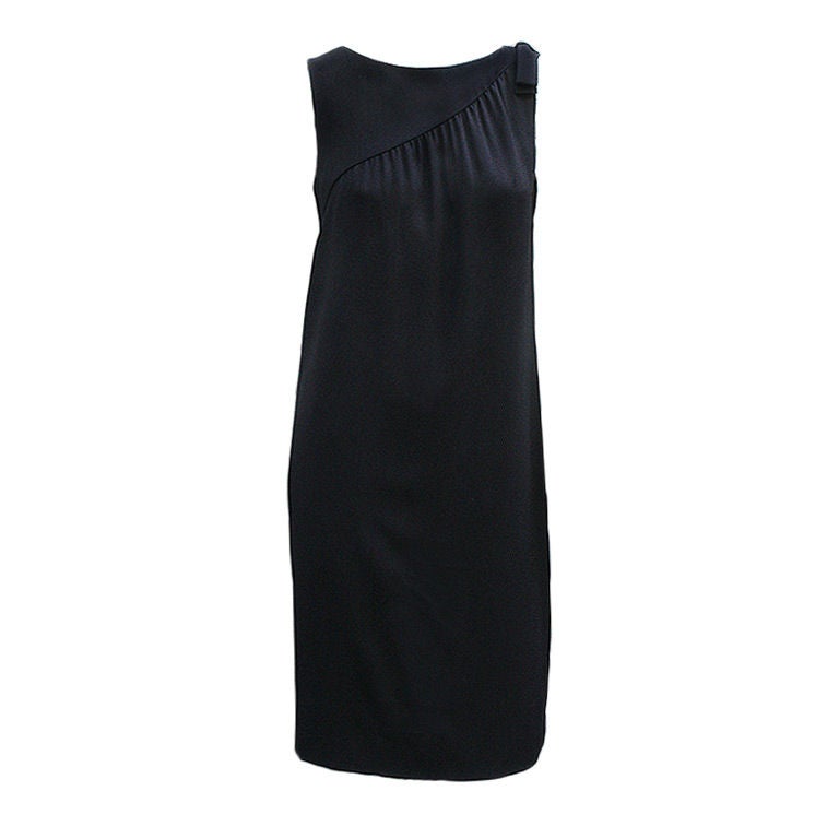 60s Lanz Simple Black Sheath Dress For Sale