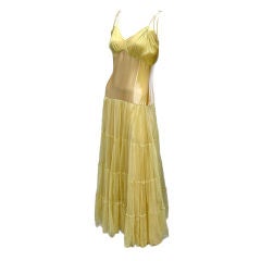 Antique 30S GOLDEN SATIN AND TULLE GOWN