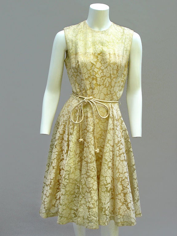 60S ANNE FOGARTY DELICATE LACEY GOLD DRESS