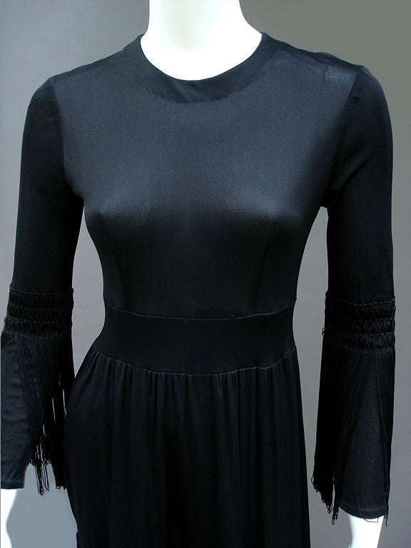 Emilio Pucci 60s Noir Jersey Fringed Dress