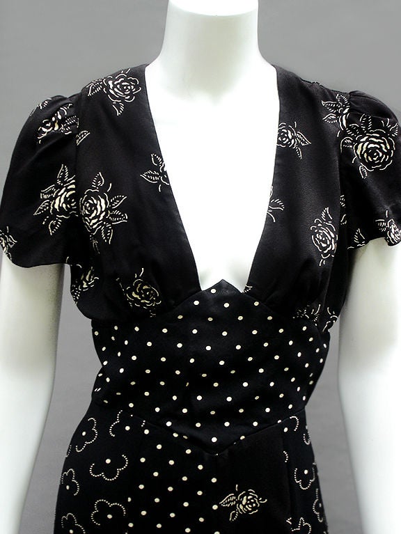 70S-DOES-30S BLACK AND WHITE TEA DRESS