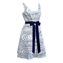 Vintage 60s Ceil Chapman Blue and White Dress