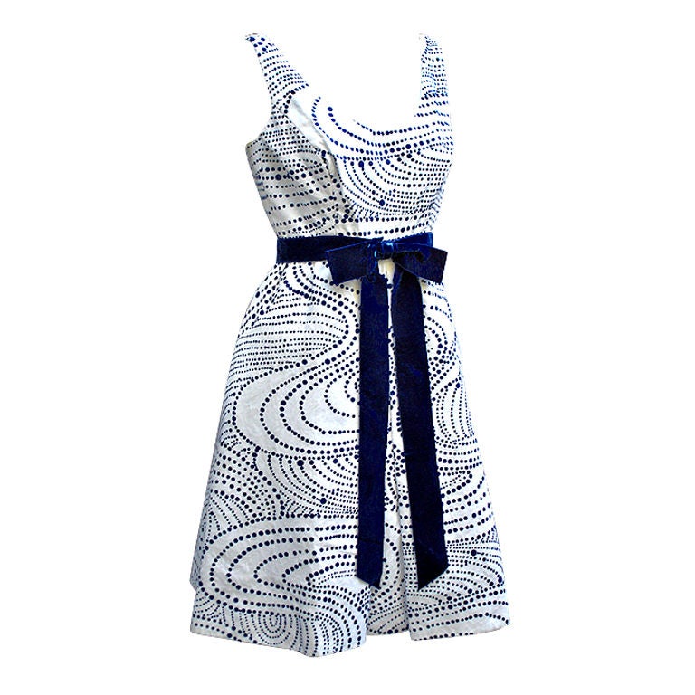 60s Ceil Chapman Blue and White Dress