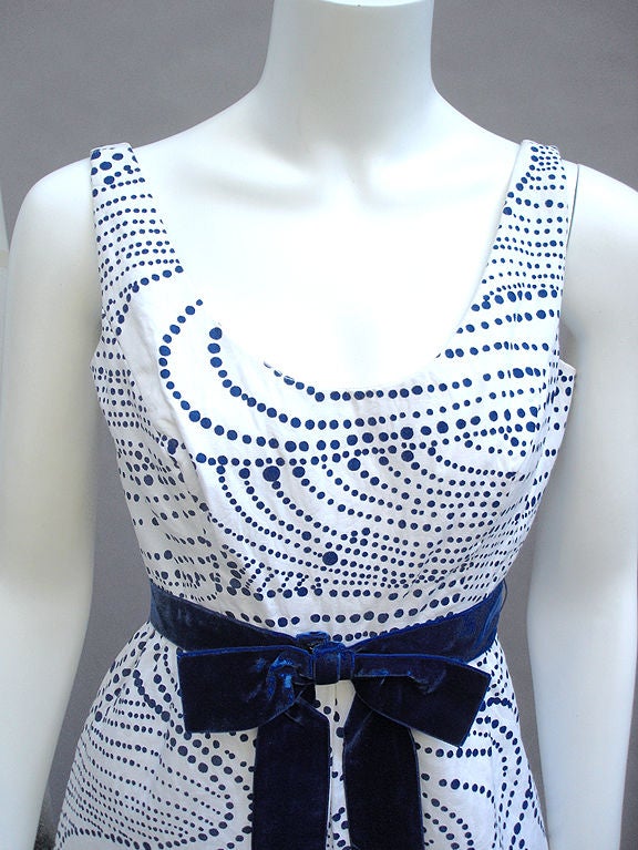 Gray 60s Ceil Chapman Blue and White Dress