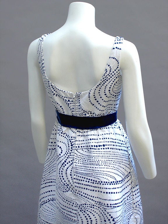 60s Ceil Chapman Blue and White Dress 1