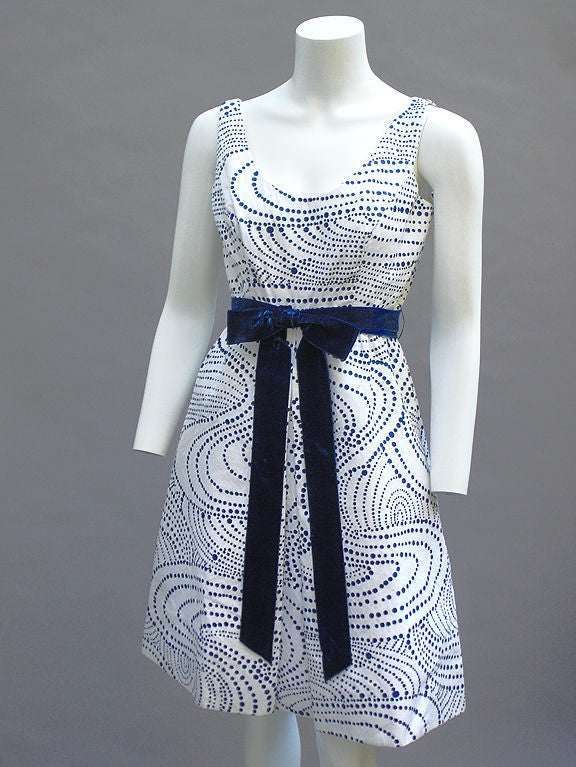 60s Ceil Chapman Blue and White Dress 2