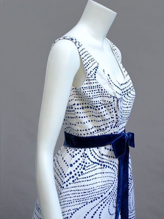 60s Ceil Chapman Blue and White Dress 3