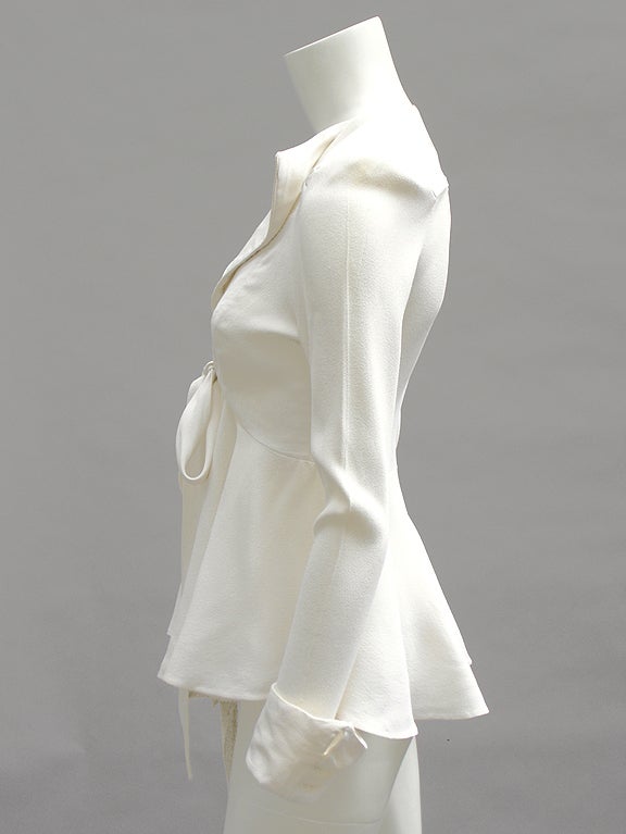 70s ossie clark white tie front jacket