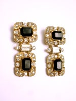70S GIVENCHY RHINESTONE AND GOLD EARRINGS