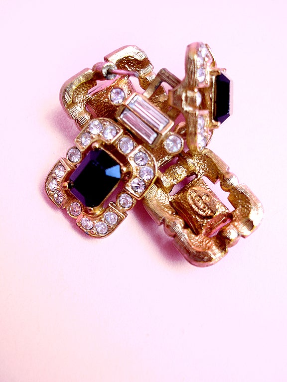 Women's 70S GIVENCHY RHINESTONE AND GOLD EARRINGS
