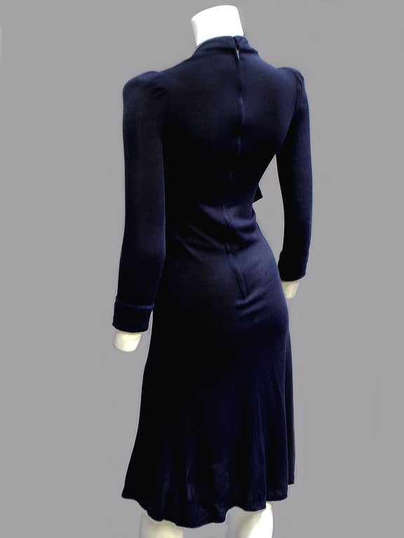 70S BIBA MIDNIGHT BLUE DRESS WITH ATTACHED JACKET 1