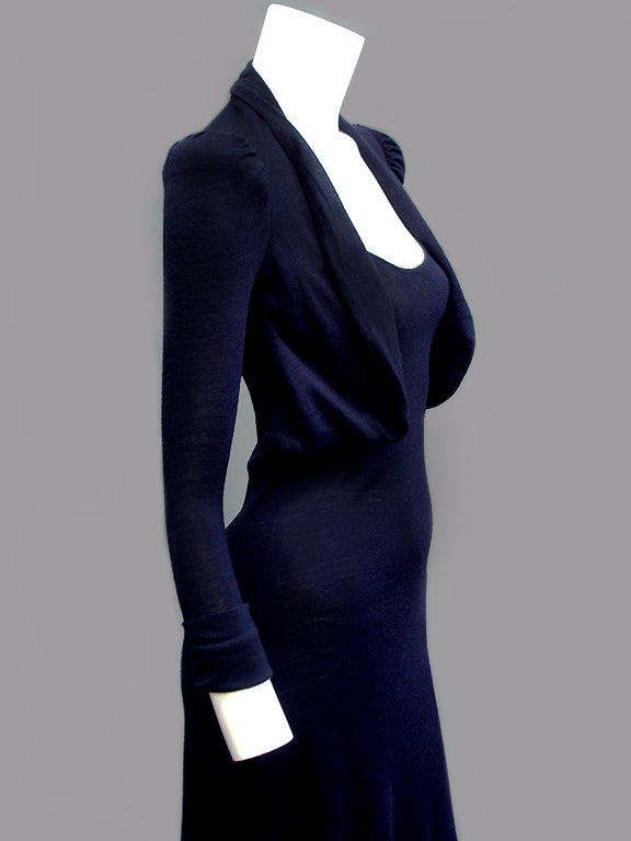 70S BIBA MIDNIGHT BLUE DRESS WITH ATTACHED JACKET 3