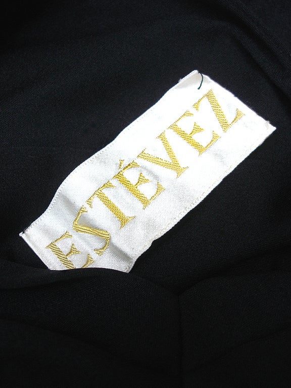 70s Estevez Backless Noir Jersey Gown with Sashes For Sale 5