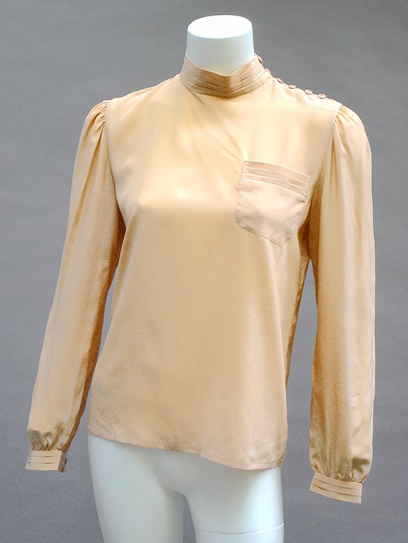 80S FERRAGAMO APRICOT SILK BLOUSE