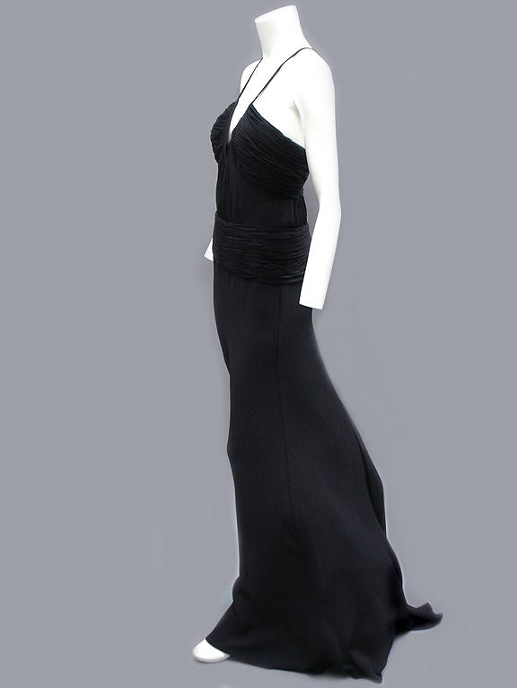 90S GIANNI VERSACE SILK RUCHED NOIR GOWN 1