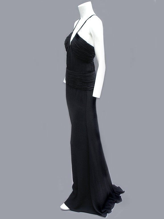 90S GIANNI VERSACE SILK RUCHED NOIR GOWN 2