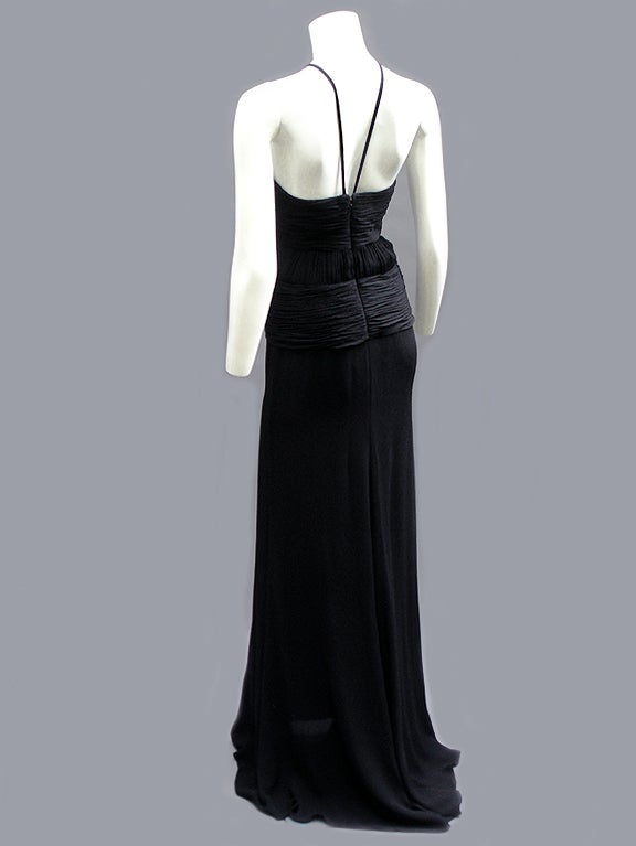 90S GIANNI VERSACE SILK RUCHED NOIR GOWN 3