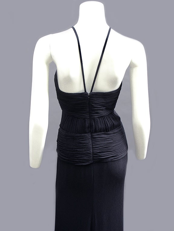 90S GIANNI VERSACE SILK RUCHED NOIR GOWN 4