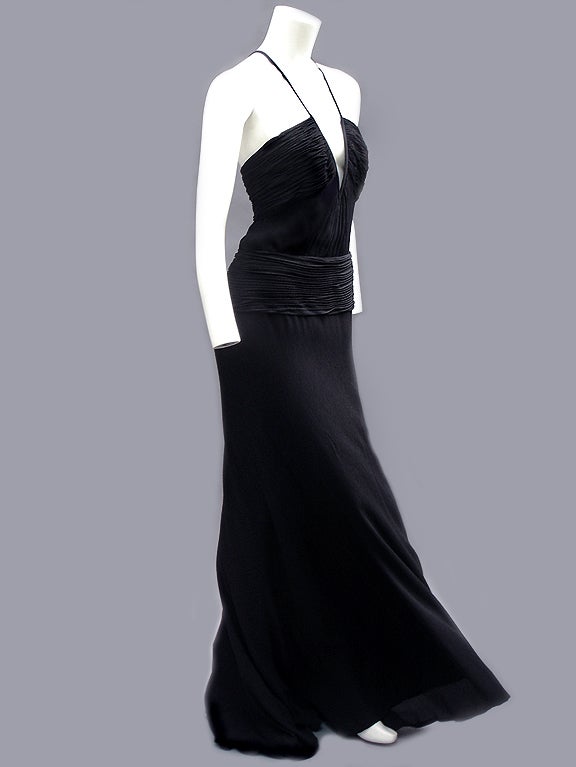 90S GIANNI VERSACE SILK RUCHED NOIR GOWN 5