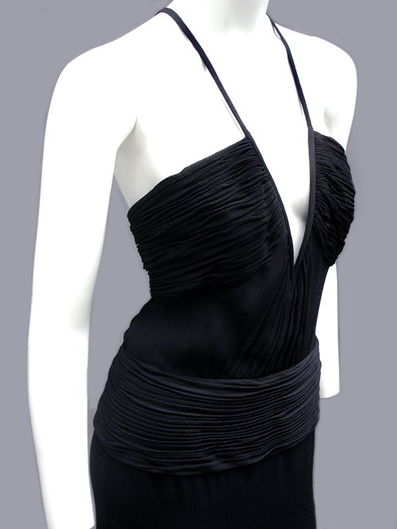 90S GIANNI VERSACE SILK RUCHED NOIR GOWN 6
