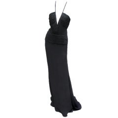Used 90S GIANNI VERSACE SILK RUCHED NOIR GOWN
