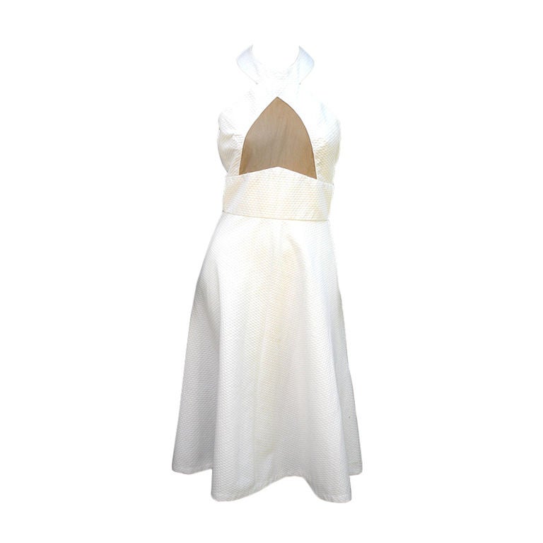 6OS LILLI DIAMOND WAFFLED COTTON CUT-OUT DRESS