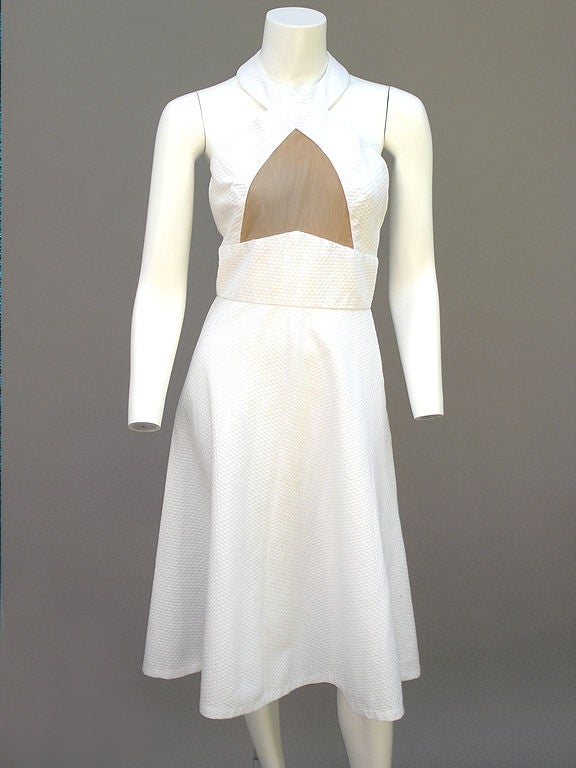 6OS LILLI DIAMOND WAFFLED COTTON CUT-OUT DRESS 6