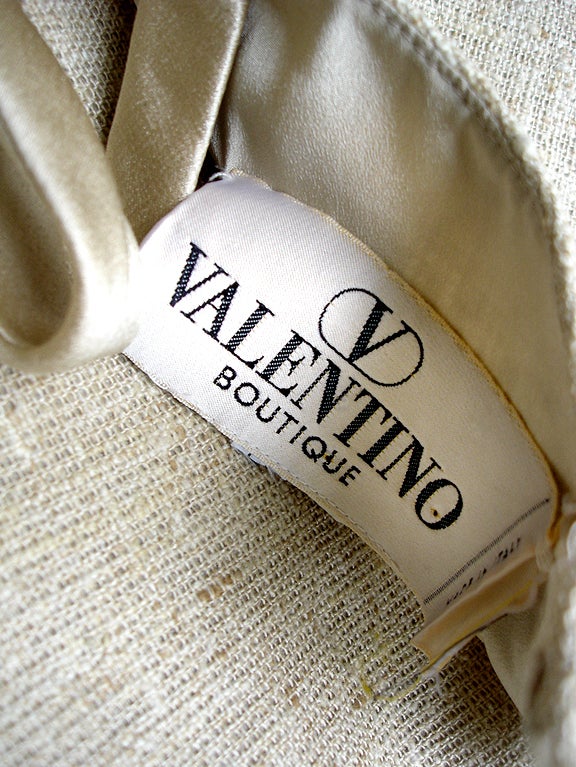 90s Valentino Raw Silk Linen Shift Dress with Bow For Sale 2