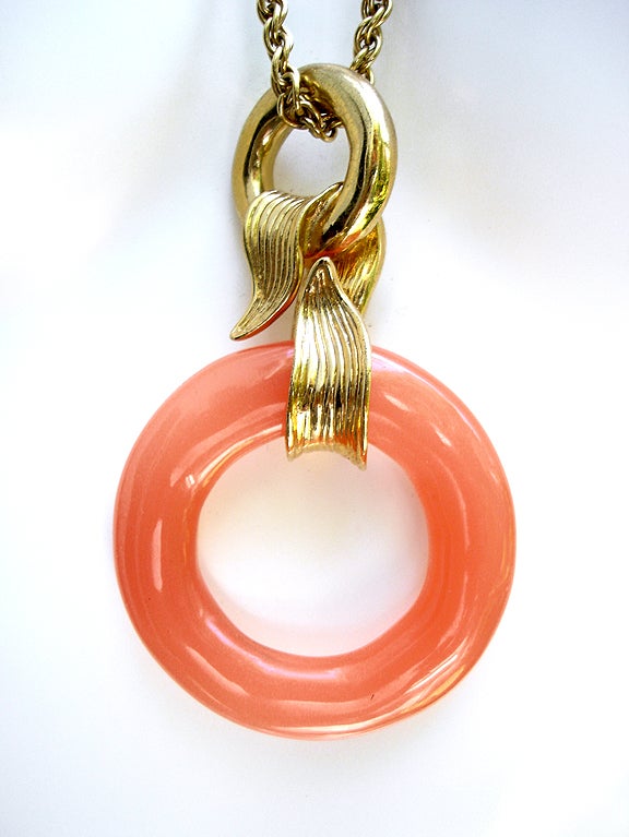 80S GIVENCHY CORAL AND GOLD NECKLACE 3