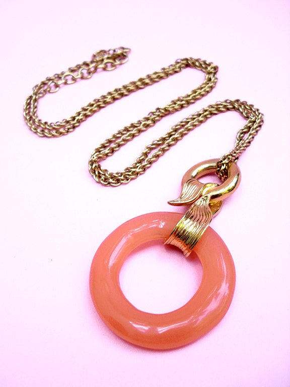80S GIVENCHY CORAL AND GOLD NECKLACE 4