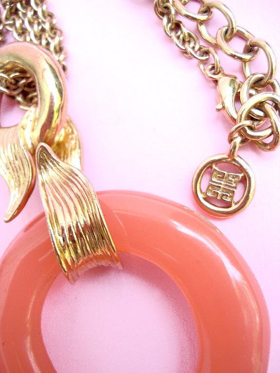 80S GIVENCHY CORAL AND GOLD NECKLACE 5