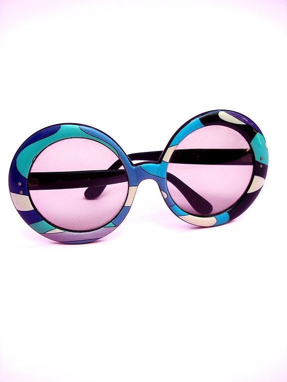 Iconic 60's Emilio Pucci Sunglasses..Super Cool and Super Oversized . . . Fantastic Classic Pucci Graphics.

Lenses Measures Just under 2.5