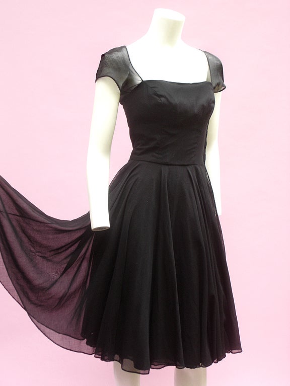 Black 50s Estevez Noir Voile Party Dress