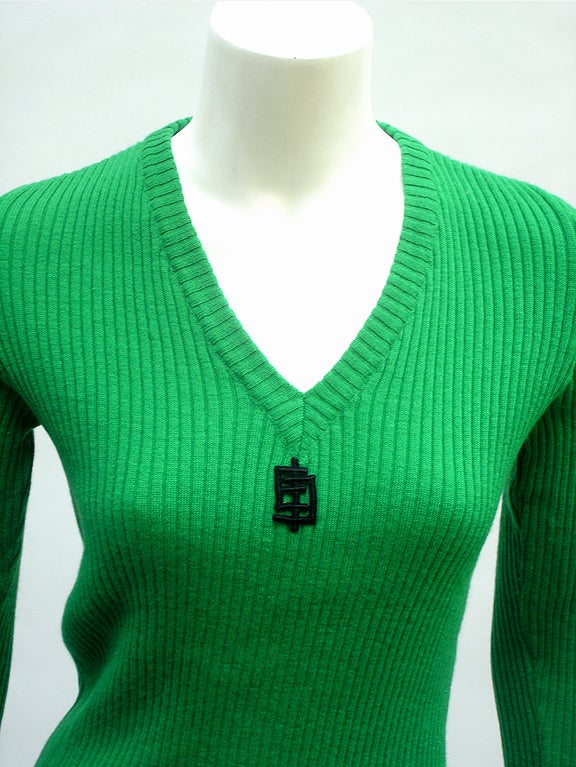 Women's 70'S EMILIO PUCCI GREEN RIBBED SWEATER