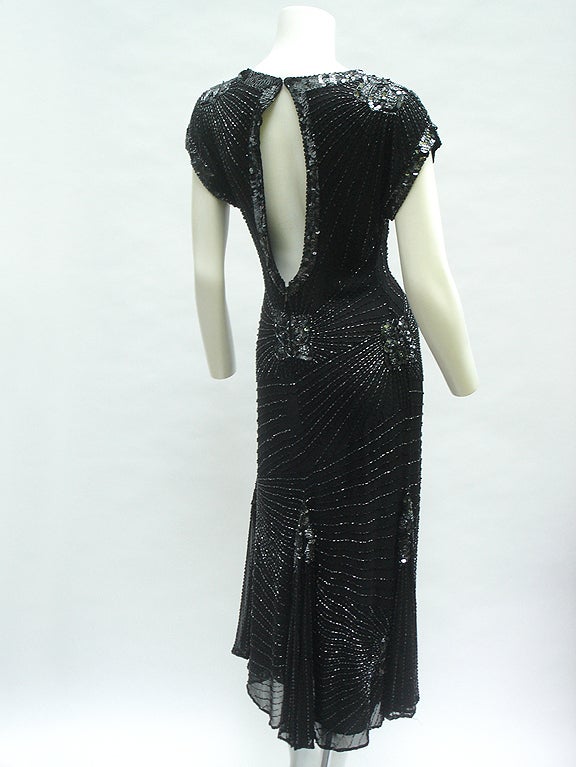 80S Oleg Cassini Ultimate Beaded Dress In Excellent Condition For Sale In Miami Beach, FL