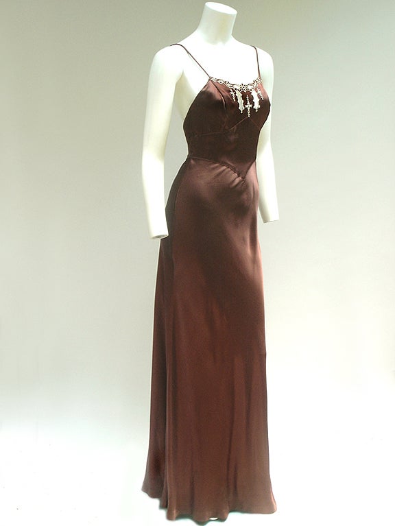 70S YOUNG EDWARDIAN SATIN MAXI DRESS For Sale 2