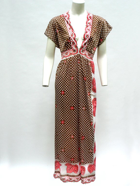 This Is Truly Spectacular In The Vintage Pucci World--A Bohemian-Chic Maxi-Slip Dress . . . We adore the cap sleeves and plunging fee neck . . .

Love Love The Print--We Call This The Pucci Bandana Print, And It Is Just Stunning . . . Big Maple