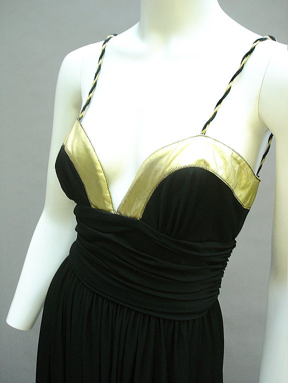 Women's 70S FRANK USHER GOLD LAMÉ AND BLACK JERSEY DRESS