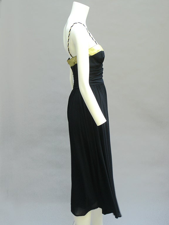 70S FRANK USHER GOLD LAMÉ AND BLACK JERSEY DRESS 3