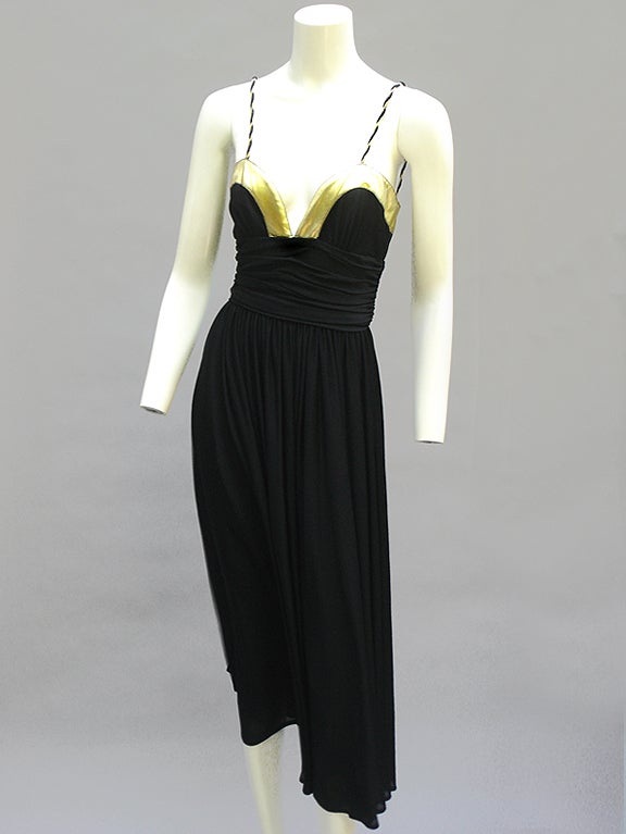 70S FRANK USHER GOLD LAMÉ AND BLACK JERSEY DRESS 4