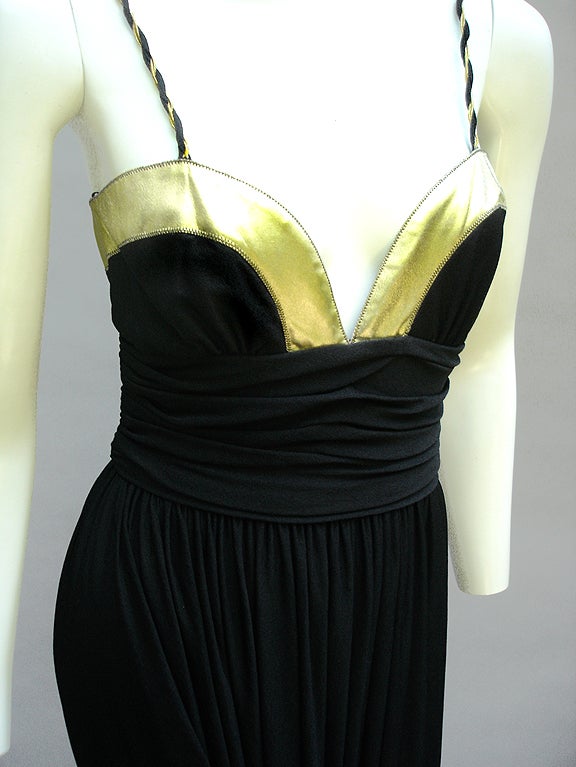 70S FRANK USHER GOLD LAMÉ AND BLACK JERSEY DRESS 5